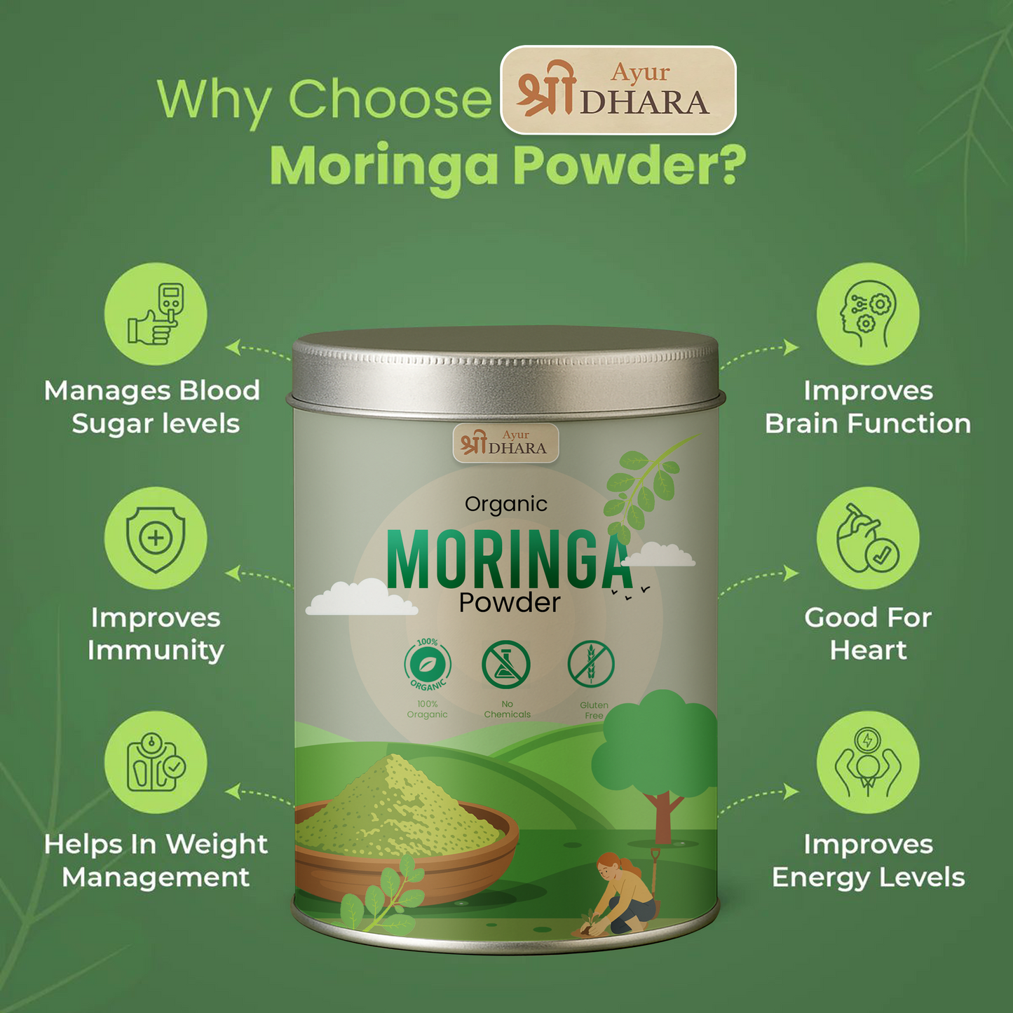 Organic Moringa Leaf Powder - Metabolism & Energy Support